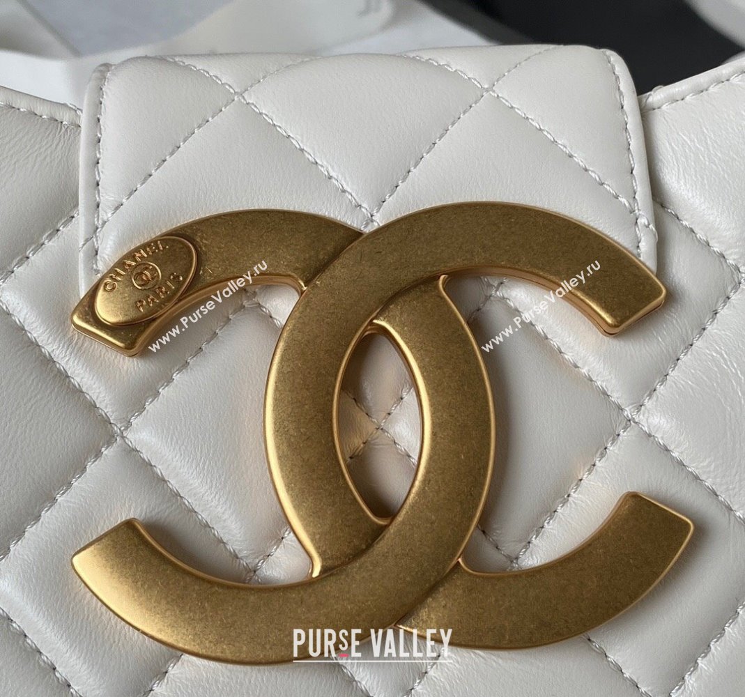 Chanel Lambskin Medium Messenger Bag AS4610 White 2023 (yezi-231127022)