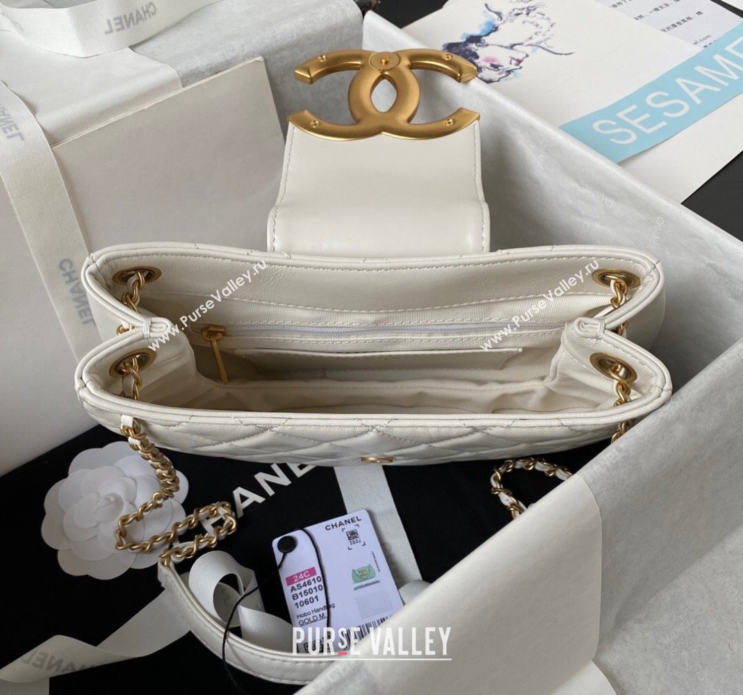 Chanel Lambskin Medium Messenger Bag AS4610 White 2023 (yezi-231127022)