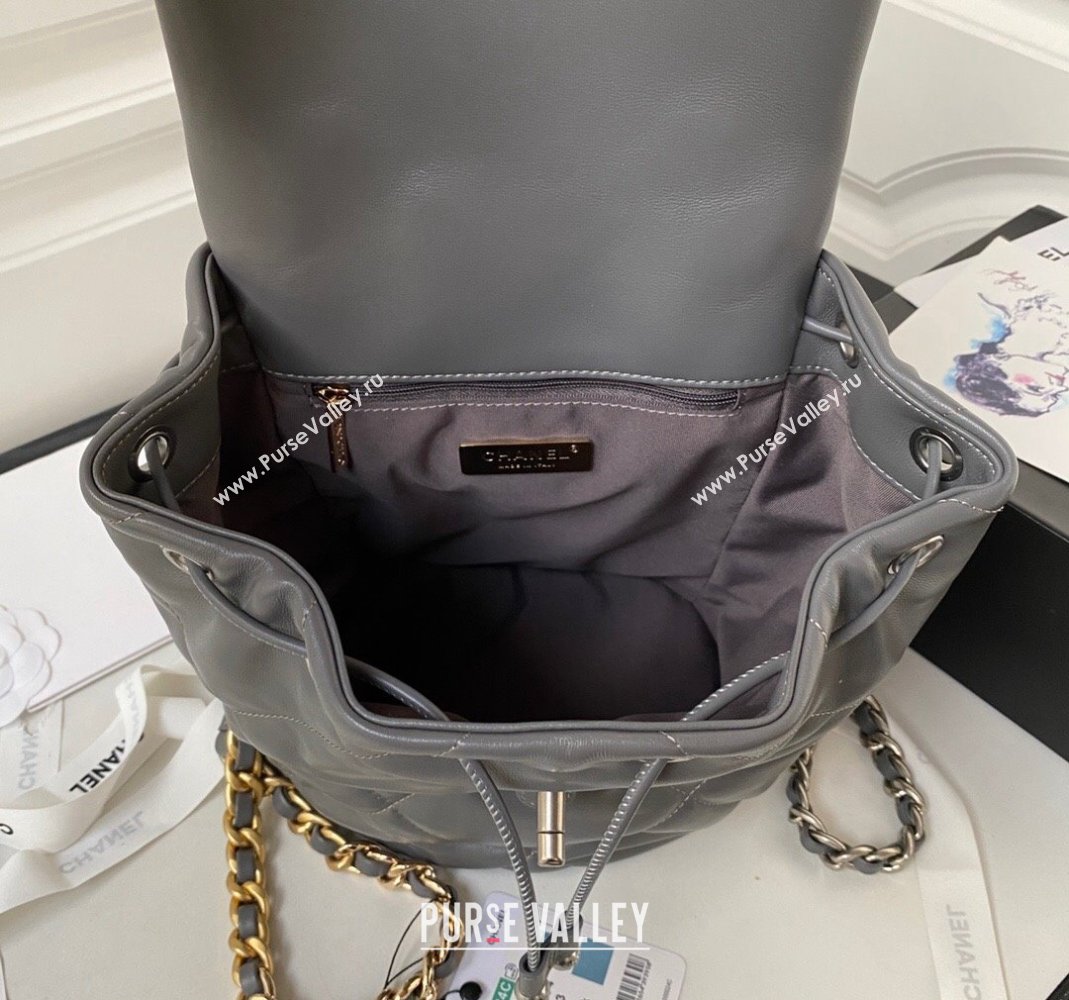 Chanel 19 Backpack in Quilted Goatskin AS4223 Grey/Silver 2023 (yezi-231127035)