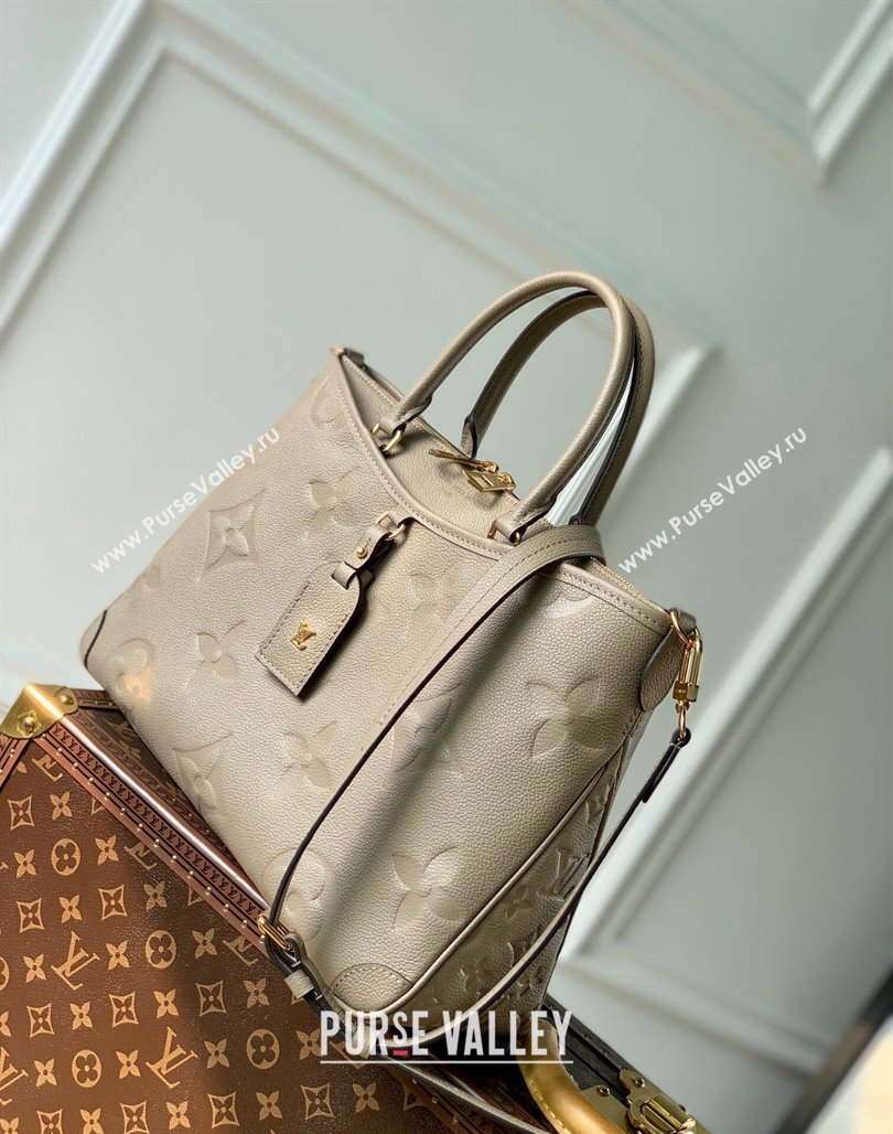 Louis Vuitton Trianon MM Top Handle Bag in Embossed Grained Leather M46504 Tourterelle Grey 2023 (KI-231127091)