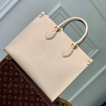 Louis Vuitton OnTheGo MM Tote Bag in Embossed Grained Leather M46531 Cream White 2023 (KI-231127092)