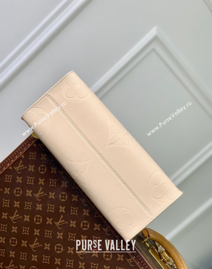 Louis Vuitton OnTheGo MM Tote Bag in Embossed Grained Leather M46531 Cream White 2023 (KI-231127092)