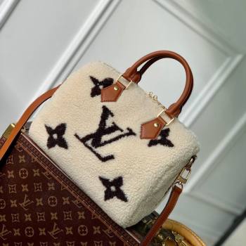 Louis Vuitton Shearling Speedy Bandouliere 25 Bag M23468 White/Brown 2023 For LV Ski (KI-231128004)