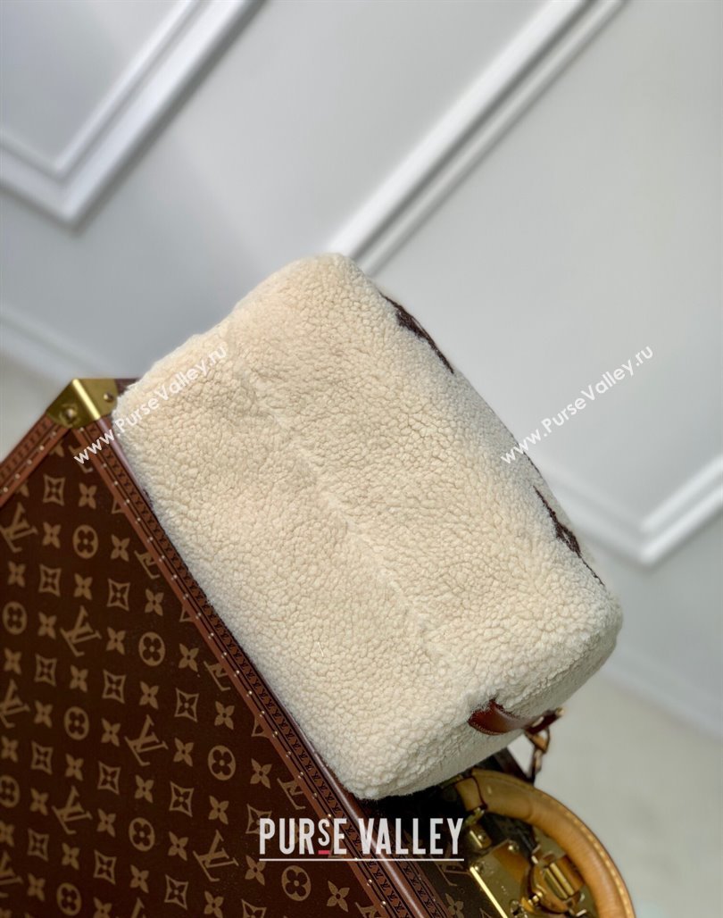 Louis Vuitton Shearling Speedy Bandouliere 25 Bag M23468 White/Brown 2023 For LV Ski (KI-231128004)