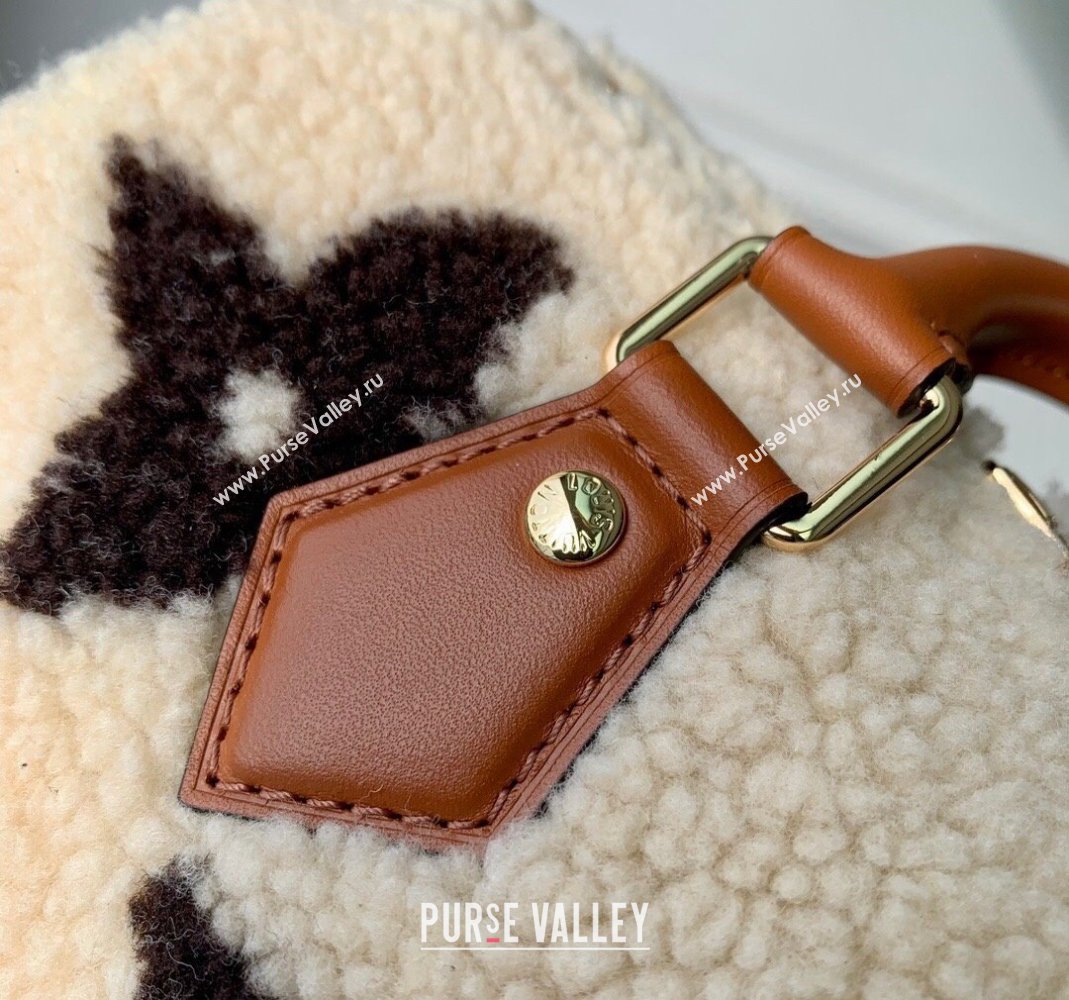 Louis Vuitton Shearling Speedy Bandouliere 25 Bag M23468 White/Brown 2023 For LV Ski (KI-231128004)