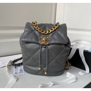 Chanel 19 Backpack in Quilted Goatskin AS4223 Grey/Gold 2023 (yezi-231127040)