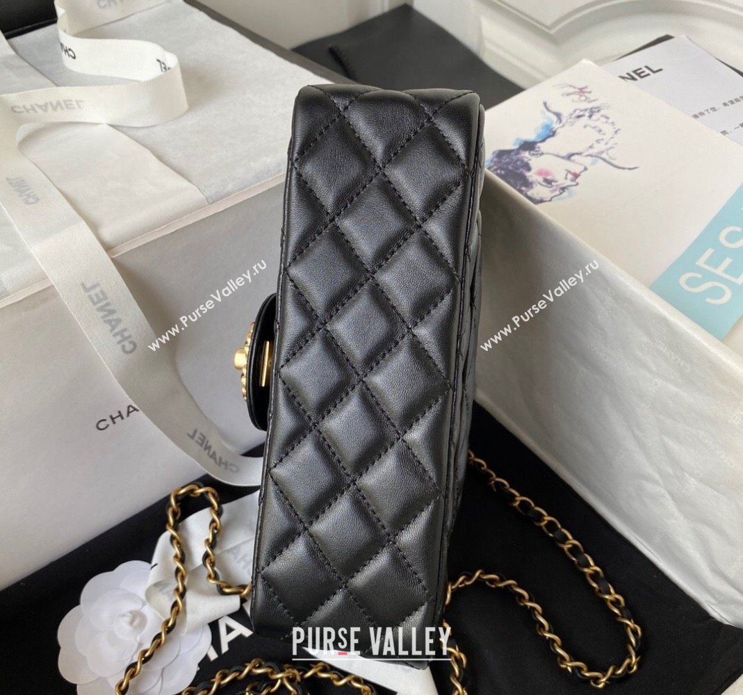 Chanel Quilted Lambskin Coco Mini Flap Bag with CHANEL Top Handle and Crystals AS4362 Black 2023 (yezi-231127042)