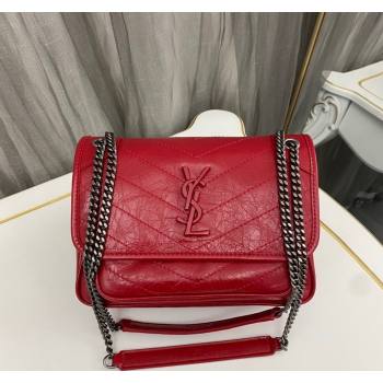 Saint Laurent Niki Baby Chain bag in Crinkled Lambskin 633160 Red 2023 (nana-231129014)