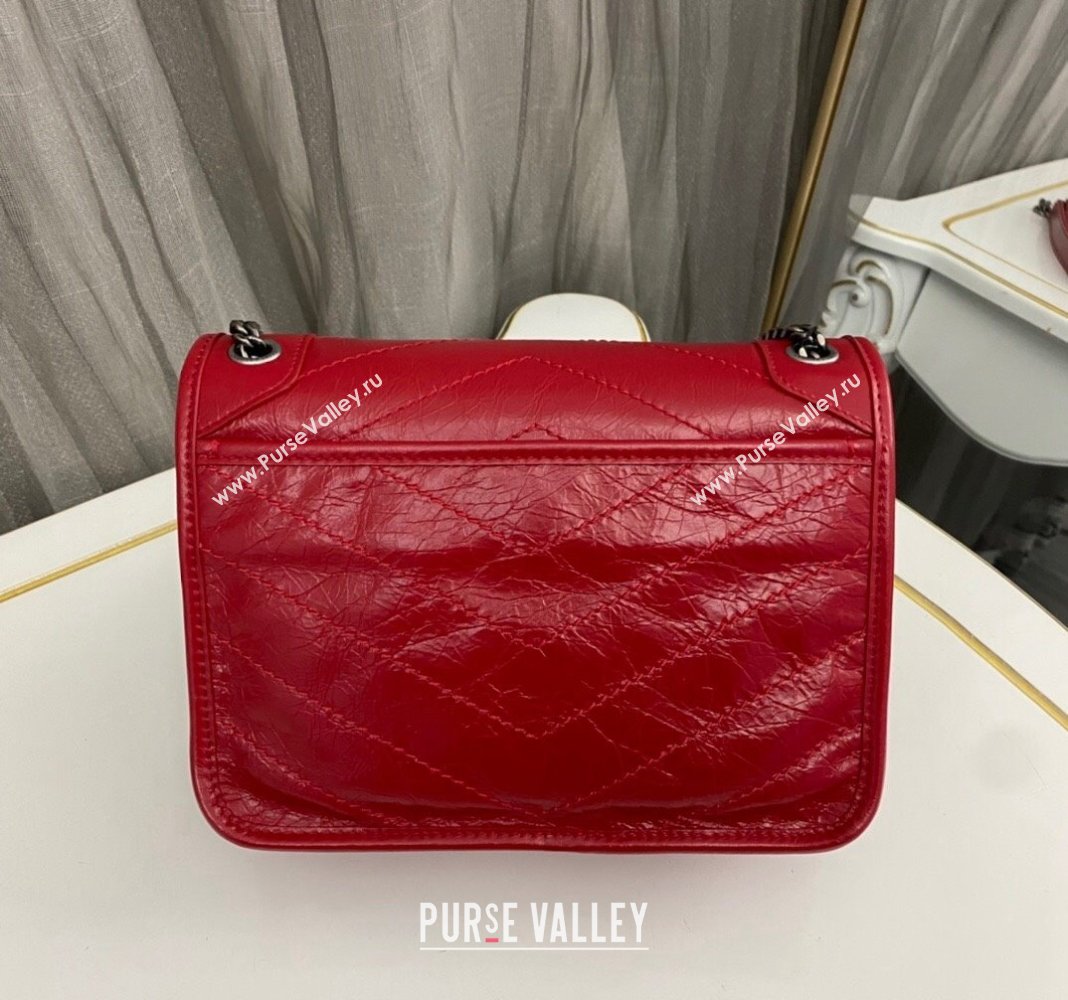 Saint Laurent Niki Baby Chain bag in Crinkled Lambskin 633160 Red 2023 (nana-231129014)