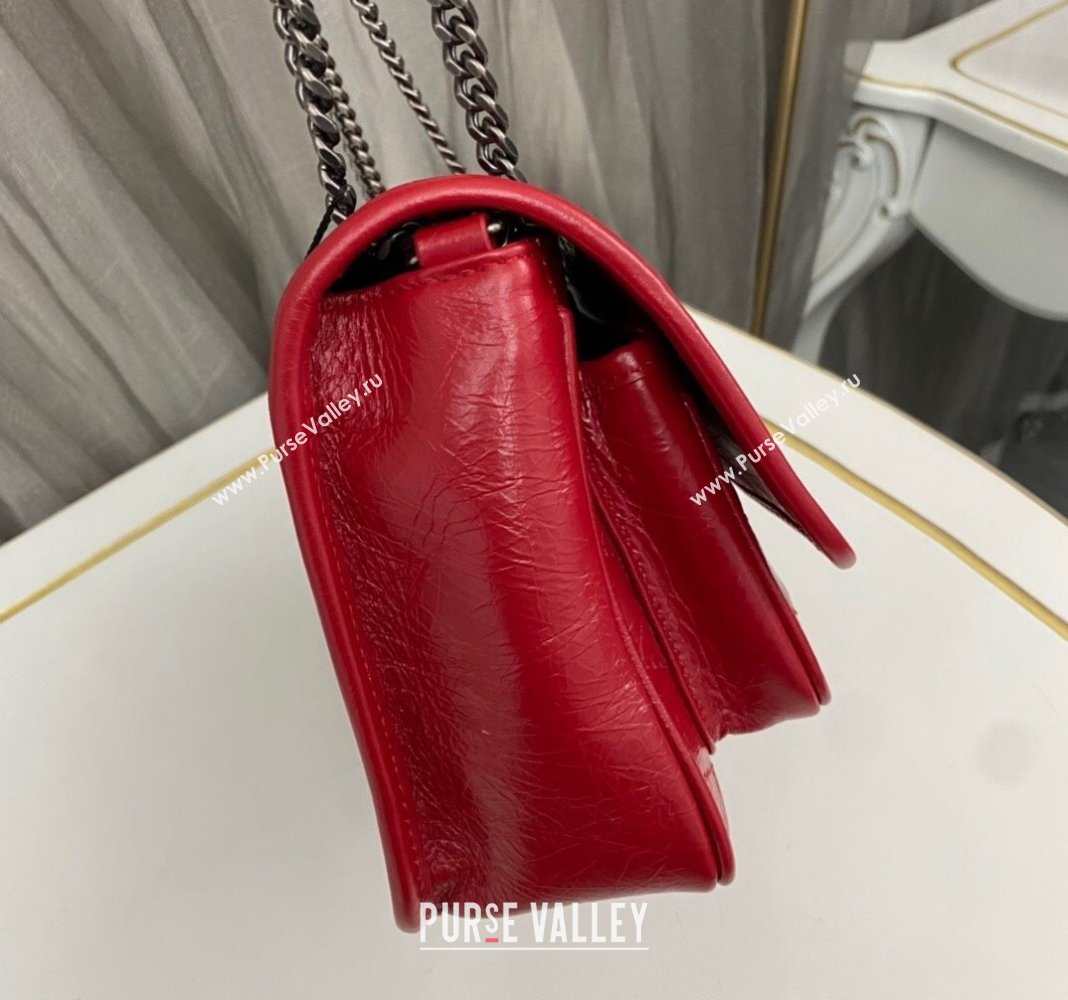 Saint Laurent Niki Baby Chain bag in Crinkled Lambskin 633160 Red 2023 (nana-231129014)