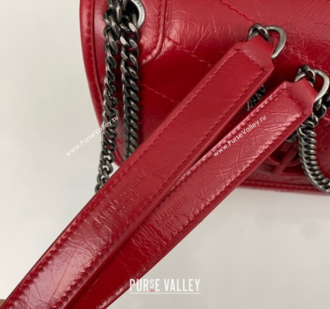 Saint Laurent Niki Baby Chain bag in Crinkled Lambskin 633160 Red 2023 (nana-231129014)