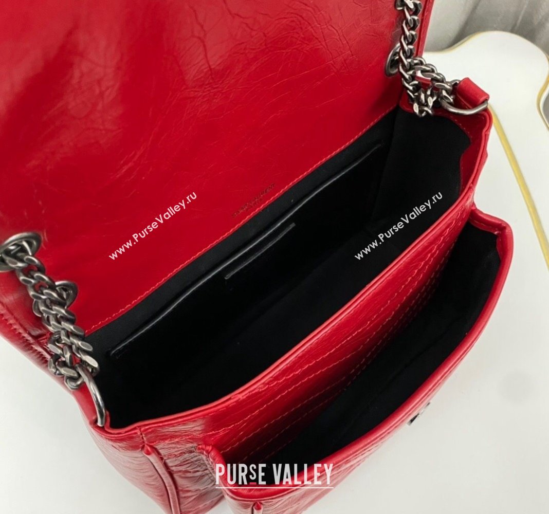 Saint Laurent Niki Baby Chain bag in Crinkled Lambskin 633160 Red 2023 (nana-231129014)