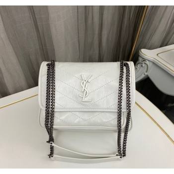 Saint Laurent Niki Baby Chain bag in Crinkled Lambskin 633160 Pure White 2023 (nana-231129015)