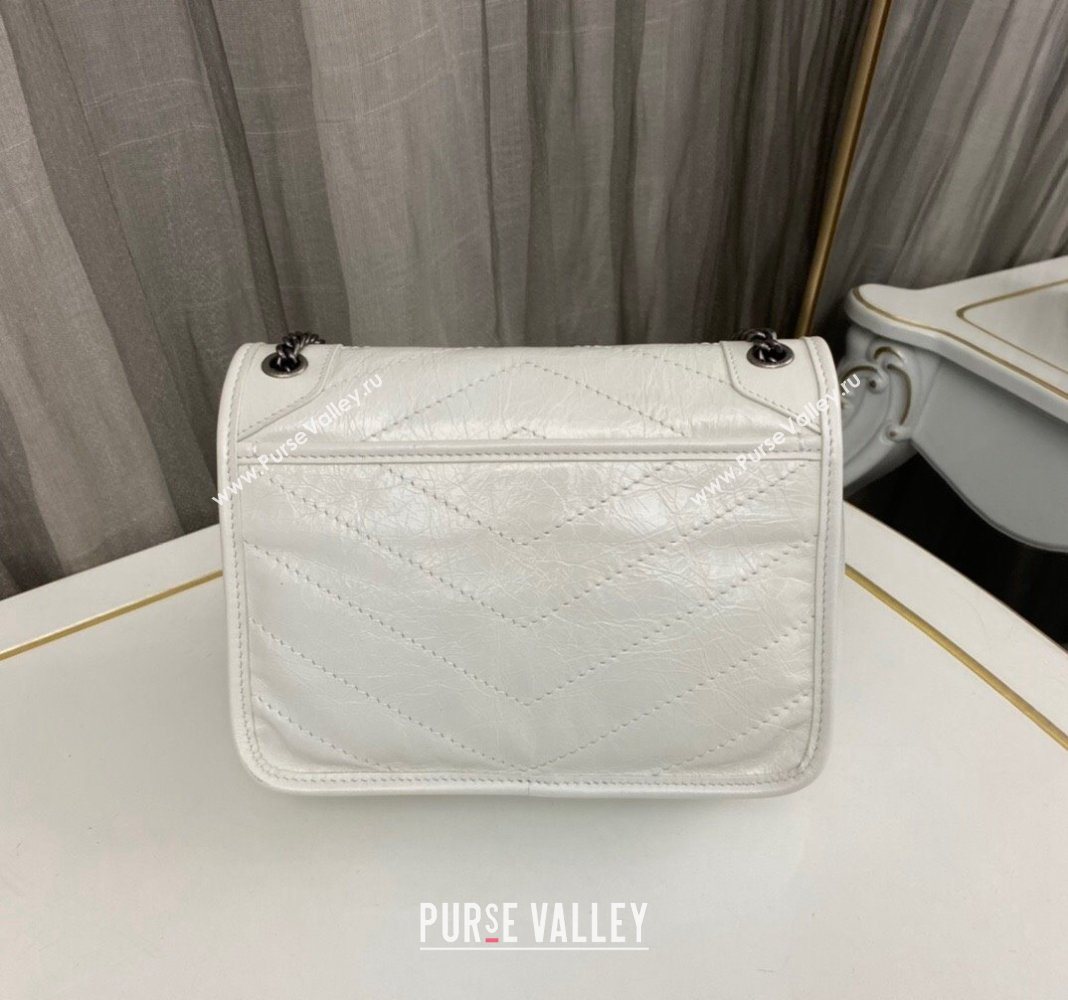 Saint Laurent Niki Baby Chain bag in Crinkled Lambskin 633160 Pure White 2023 (nana-231129015)