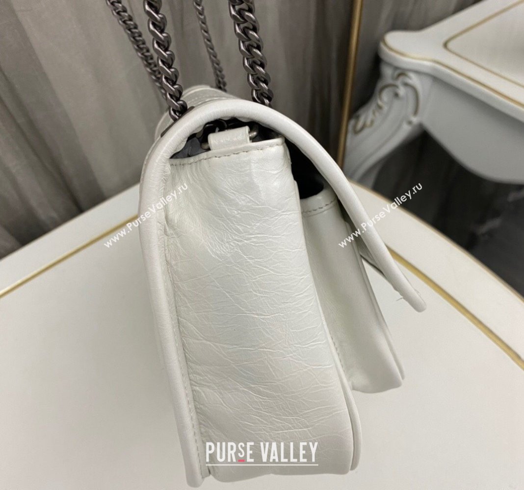 Saint Laurent Niki Baby Chain bag in Crinkled Lambskin 633160 Pure White 2023 (nana-231129015)