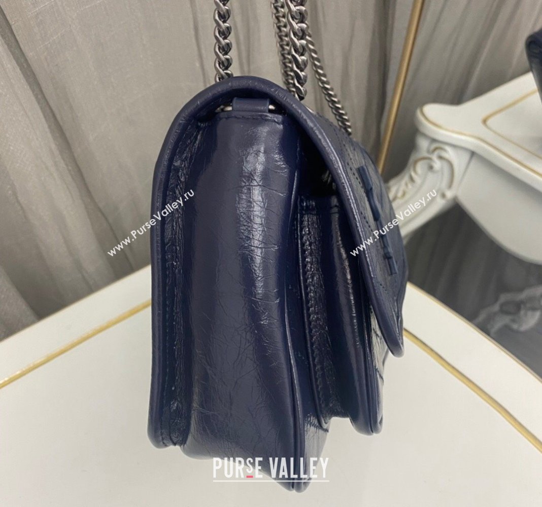 Saint Laurent Niki Baby Chain bag in Crinkled Lambskin 633160 Navy Blue 2023 (nana-231129017)