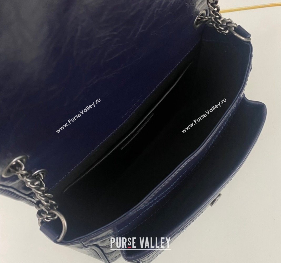 Saint Laurent Niki Baby Chain bag in Crinkled Lambskin 633160 Navy Blue 2023 (nana-231129017)