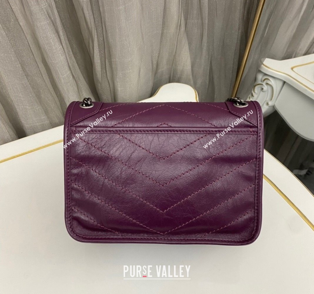 Saint Laurent Niki Baby Chain bag in Crinkled Lambskin 633160 Purple 2023 (nana-231129019)