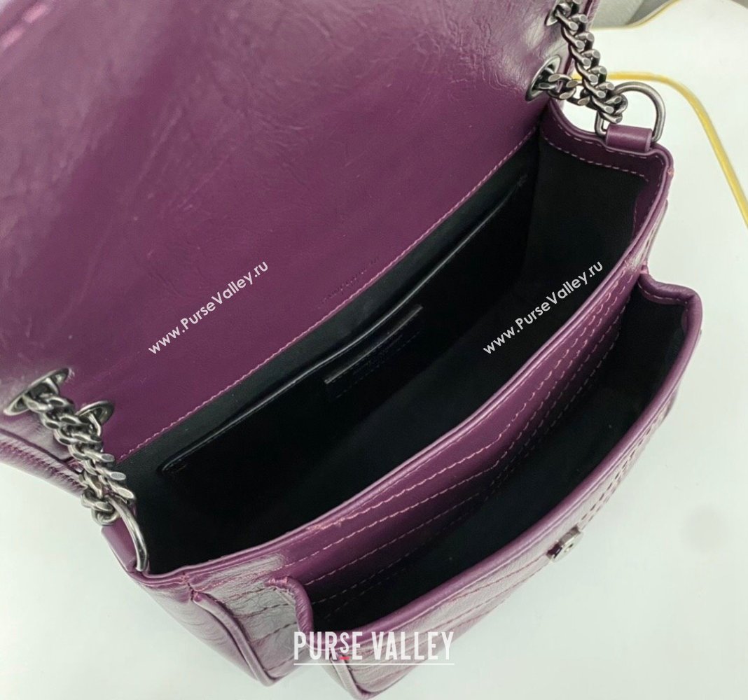 Saint Laurent Niki Baby Chain bag in Crinkled Lambskin 633160 Purple 2023 (nana-231129019)