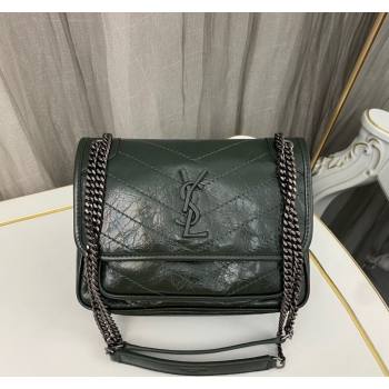 Saint Laurent Niki Baby Chain bag in Crinkled Lambskin 633160 Emerald Green 2023 (nana-231129022)