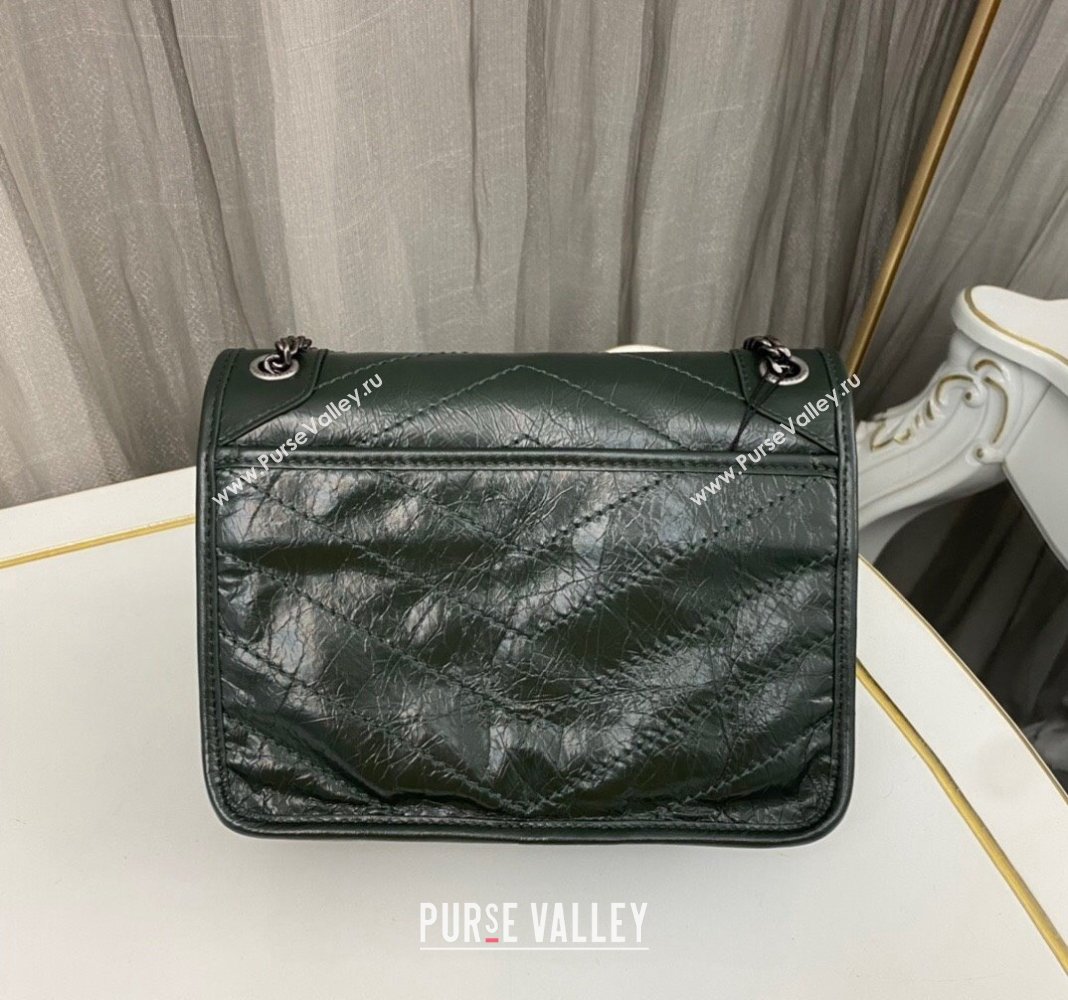 Saint Laurent Niki Baby Chain bag in Crinkled Lambskin 633160 Emerald Green 2023 (nana-231129022)