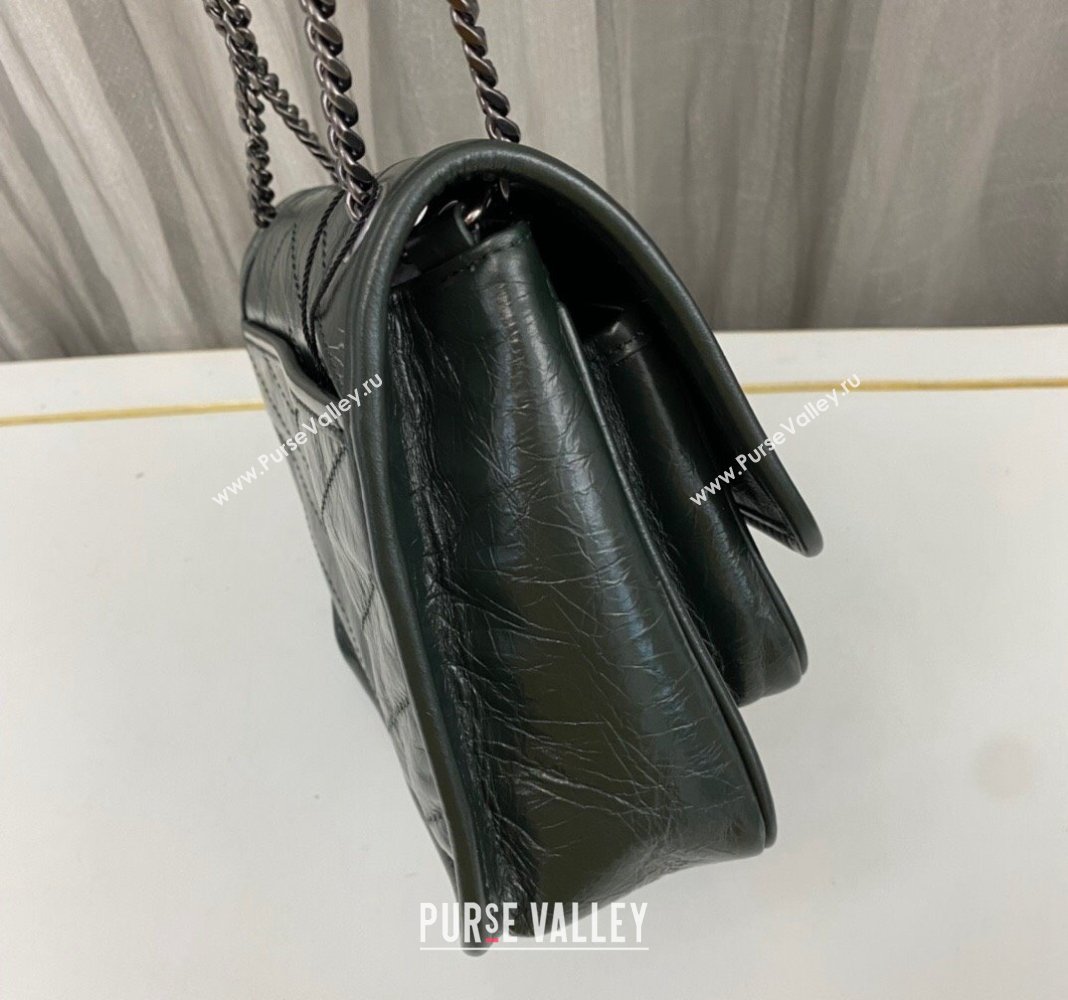 Saint Laurent Niki Baby Chain bag in Crinkled Lambskin 633160 Emerald Green 2023 (nana-231129022)