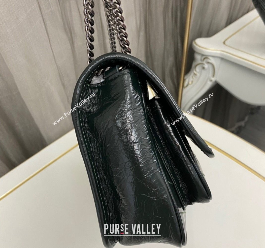 Saint Laurent Niki Baby Chain bag in Crinkled Lambskin 633160 Dark Green 2023 (nana-231129023)