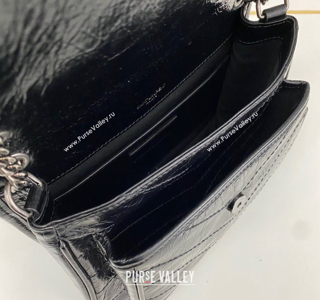 Saint Laurent Niki Baby Chain bag in Crinkled Lambskin 633160 Black/Silver 2023 (nana-231129024)