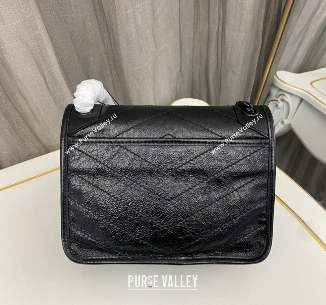 Saint Laurent Niki Baby Chain bag in Crinkled Lambskin 633160 All Black 2023 (nana-231129026)