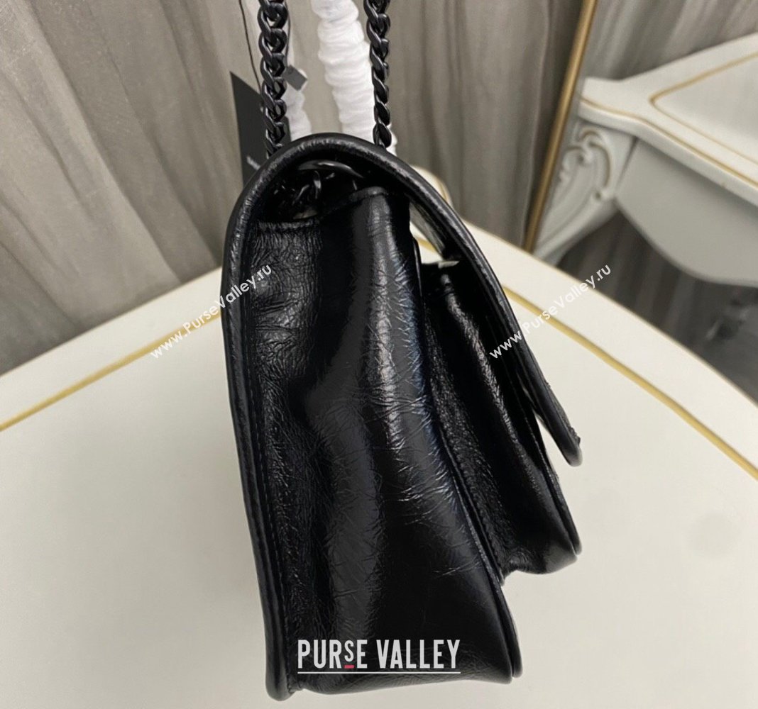 Saint Laurent Niki Baby Chain bag in Crinkled Lambskin 633160 All Black 2023 (nana-231129026)