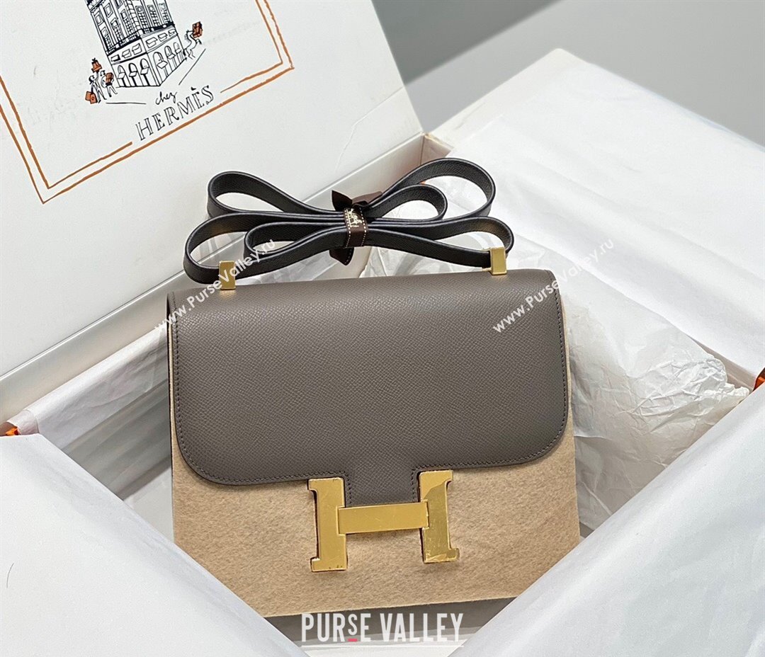 Hermes Constance Bag 23cm in Epsom Leather with Mirror Etain/Grey/Gold 2023 NEW ( Half Handmade) (FL-231209065)