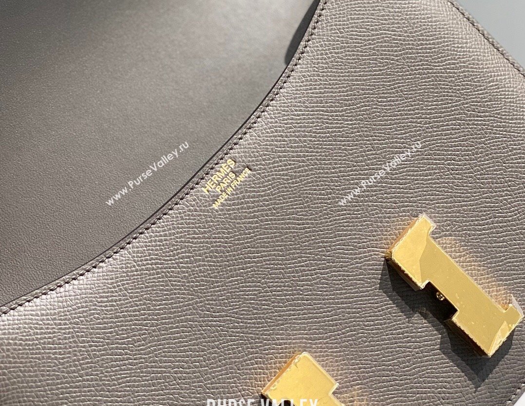 Hermes Constance Bag 23cm in Epsom Leather with Mirror Etain/Grey/Gold 2023 NEW ( Half Handmade) (FL-231209065)