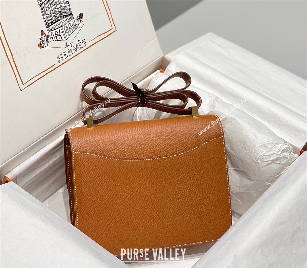 Hermes Constance Bag 23cm in Epsom Leather with Mirror Brown/Gold 2023 NEW ( Half Handmade) (FL-231209067)