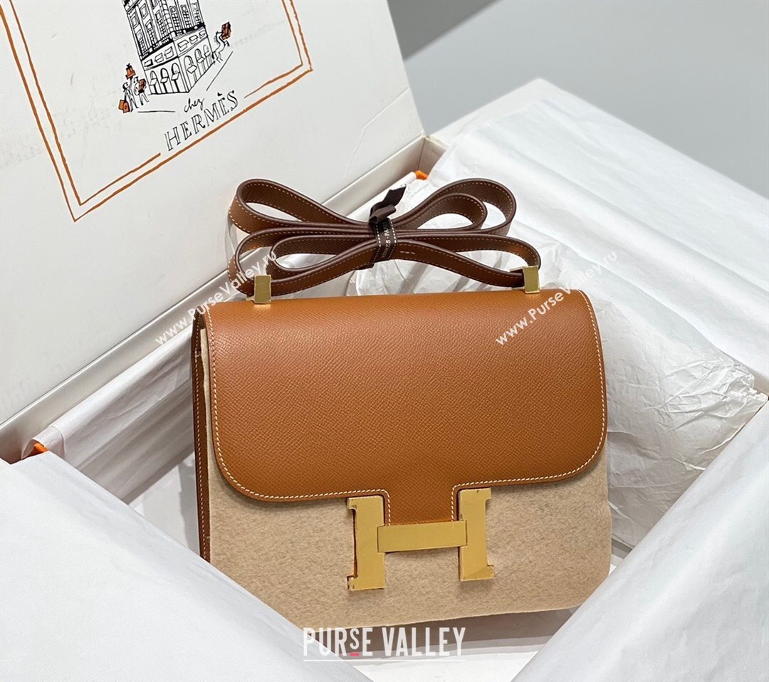 Hermes Constance Bag 23cm in Epsom Leather with Mirror Brown/Gold 2023 NEW ( Half Handmade) (FL-231209067)