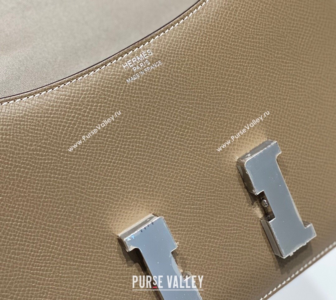 Hermes Constance Bag 23cm in Epsom Leather with Mirror Elephant Grey/Silver 2023 NEW ( Half Handmade) (FL-231209068)