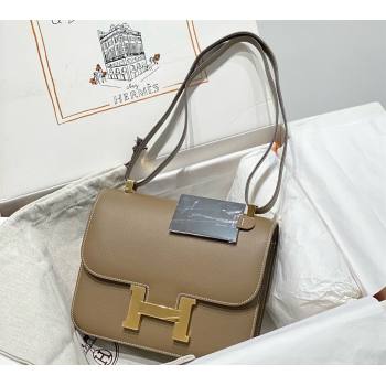 Hermes Constance Bag 23cm in Epsom Leather with Mirror Elephant Grey/Gold 2023 NEW ( Half Handmade) (FL-231209069)