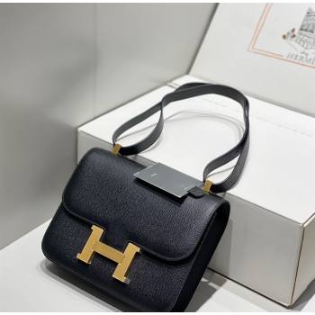 Hermes Constance Bag 23cm in Epsom Leather with Mirror Black/Gold 2023 NEW ( Half Handmade) (FL-231209070)