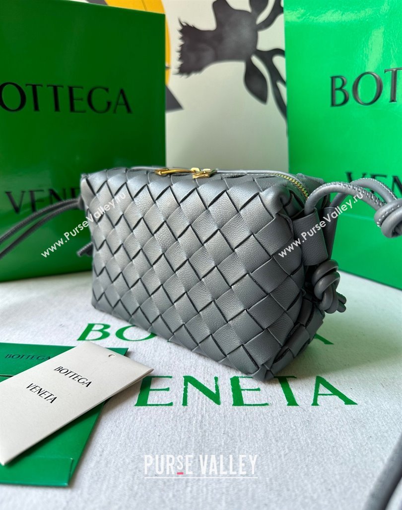 Bottega Veneta Mini Loop Camera Bag in Intrecciato Leather Thunder Grey 2023 723547 (WT-231212040)