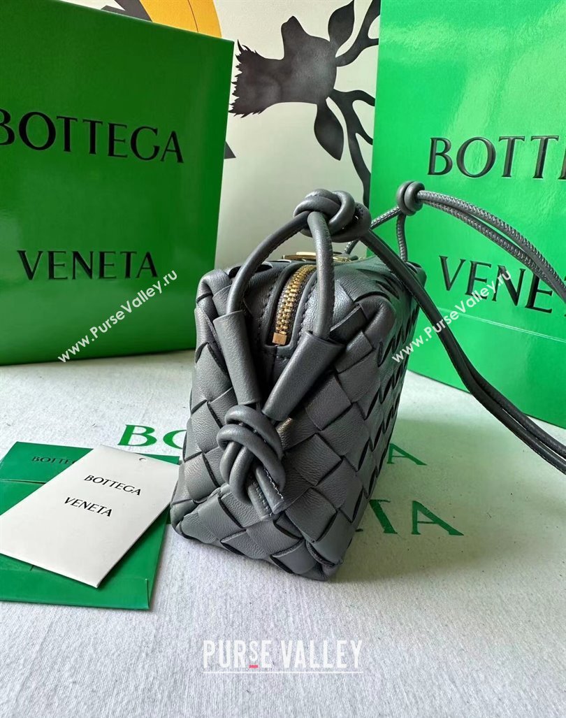 Bottega Veneta Mini Loop Camera Bag in Intrecciato Leather Thunder Grey 2023 723547 (WT-231212040)