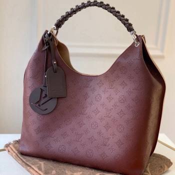 Louis Vuitton Carmel Hobo Bag in Mahina Perforated Calfskin M53188 Burgundy 2023 (KI-231208041)