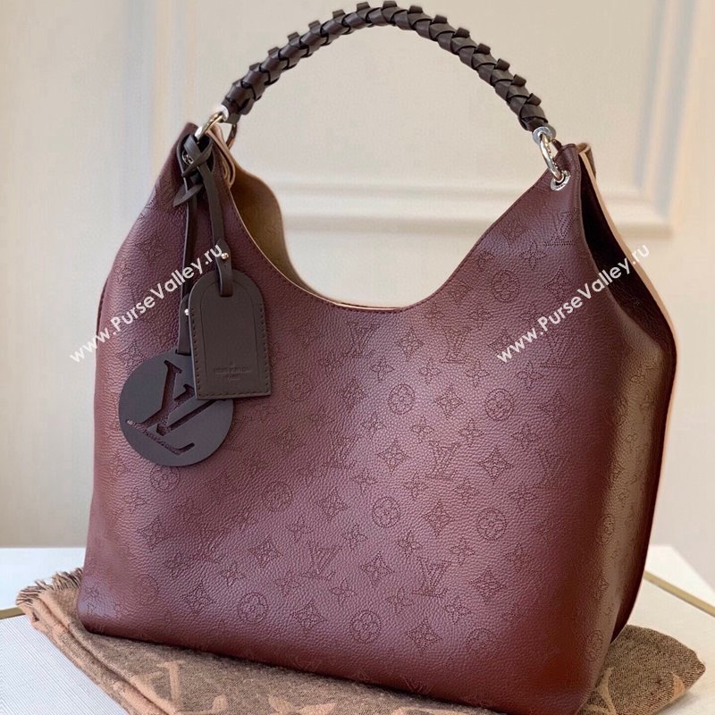 Louis Vuitton Carmel Hobo Bag in Mahina Perforated Calfskin M53188 Burgundy 2023 (KI-231208041)