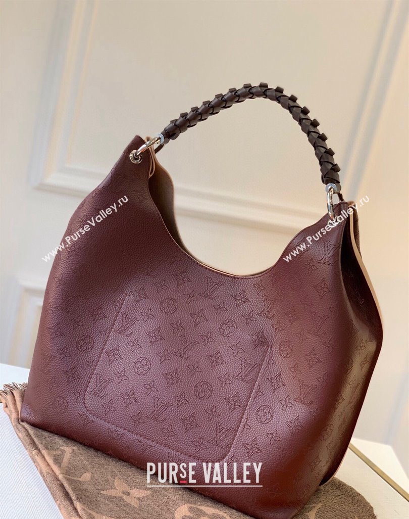 Louis Vuitton Carmel Hobo Bag in Mahina Perforated Calfskin M53188 Burgundy 2023 (KI-231208041)