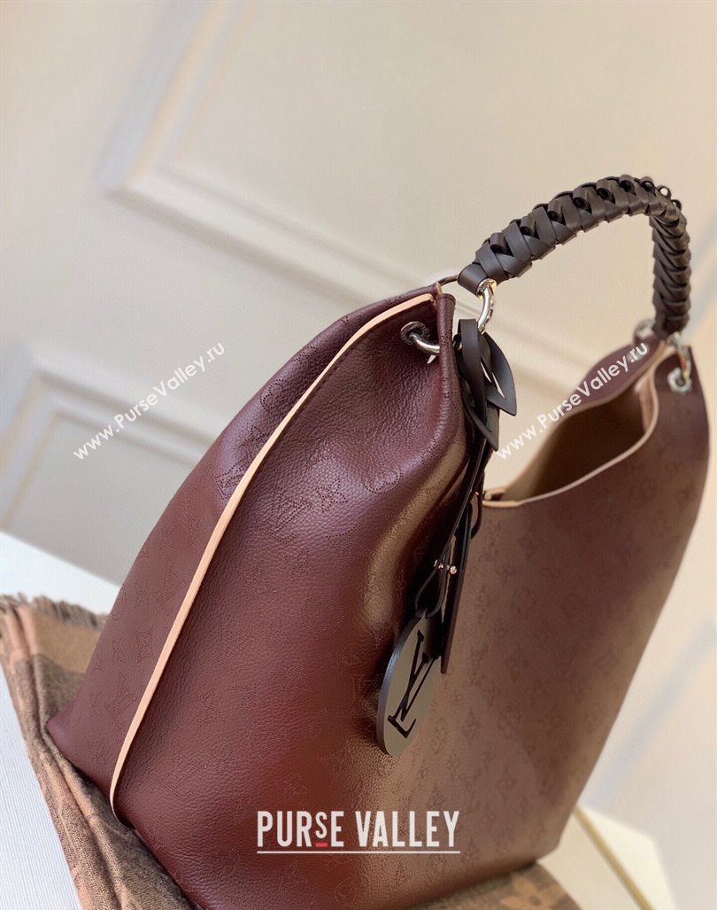 Louis Vuitton Carmel Hobo Bag in Mahina Perforated Calfskin M53188 Burgundy 2023 (KI-231208041)