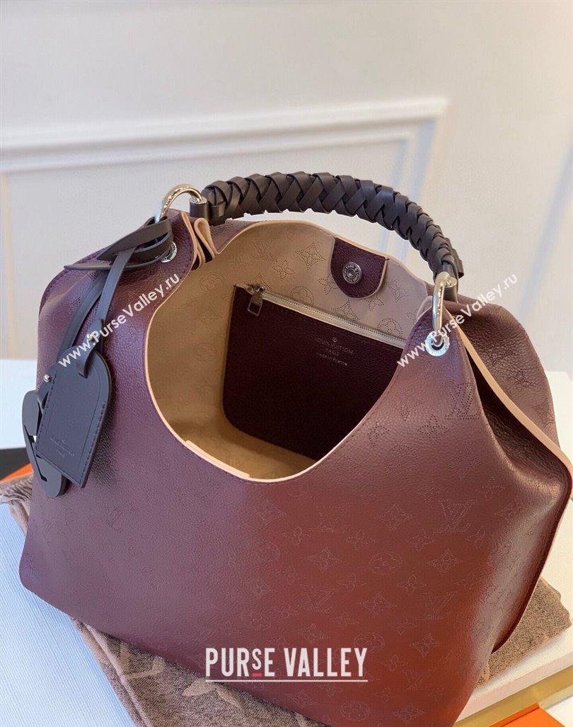 Louis Vuitton Carmel Hobo Bag in Mahina Perforated Calfskin M53188 Burgundy 2023 (KI-231208041)