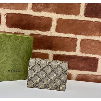 Gucci Card case Wallet in Beige Horsebit Striped GG Canvas 774332 2023 (DLH-231208052)
