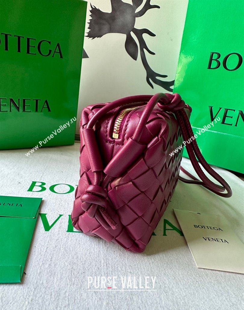 Bottega Veneta Mini Loop Camera Bag in Intrecciato Leather Cinnabar Red 2023 723547 (WT-231212043)