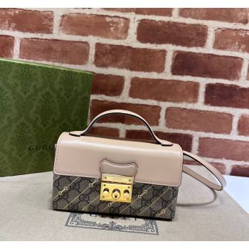 Gucci Padlock Mini Bag in Beige Horsebit Striped GG Canvas 774342 Light Pink Leather 2023 (DLH-231208055)