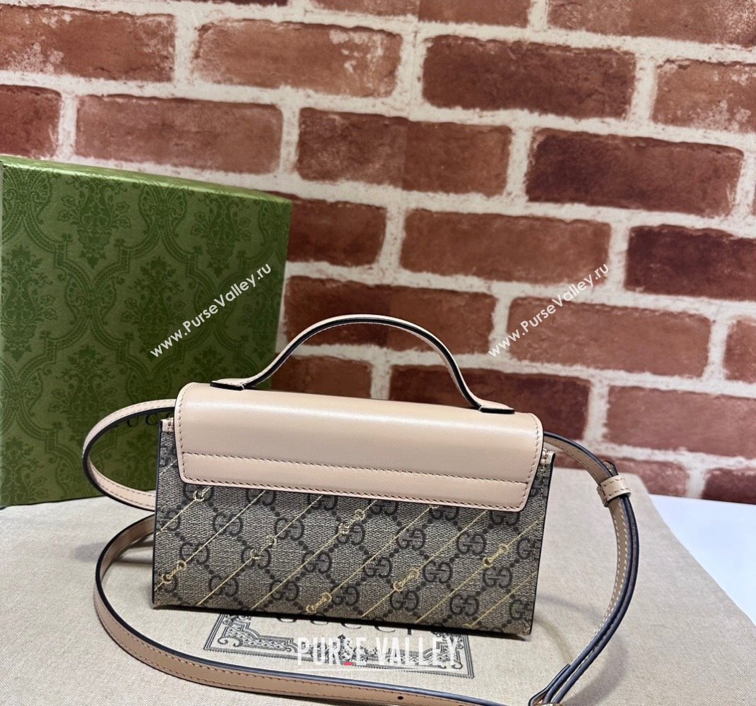 Gucci Padlock Mini Bag in Beige Horsebit Striped GG Canvas 774342 Light Pink Leather 2023 (DLH-231208055)