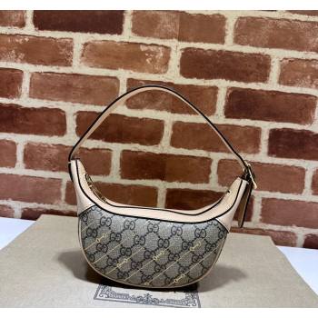 Gucci Ophidia Mini Hobo Bag in Beige Horsebit Striped GG Canvas 774332 Light Pink Leather 2023 (DLH-231208056)