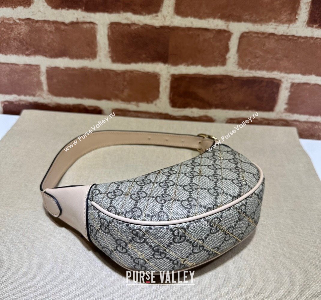 Gucci Ophidia Mini Hobo Bag in Beige Horsebit Striped GG Canvas 774332 Light Pink Leather 2023 (DLH-231208056)